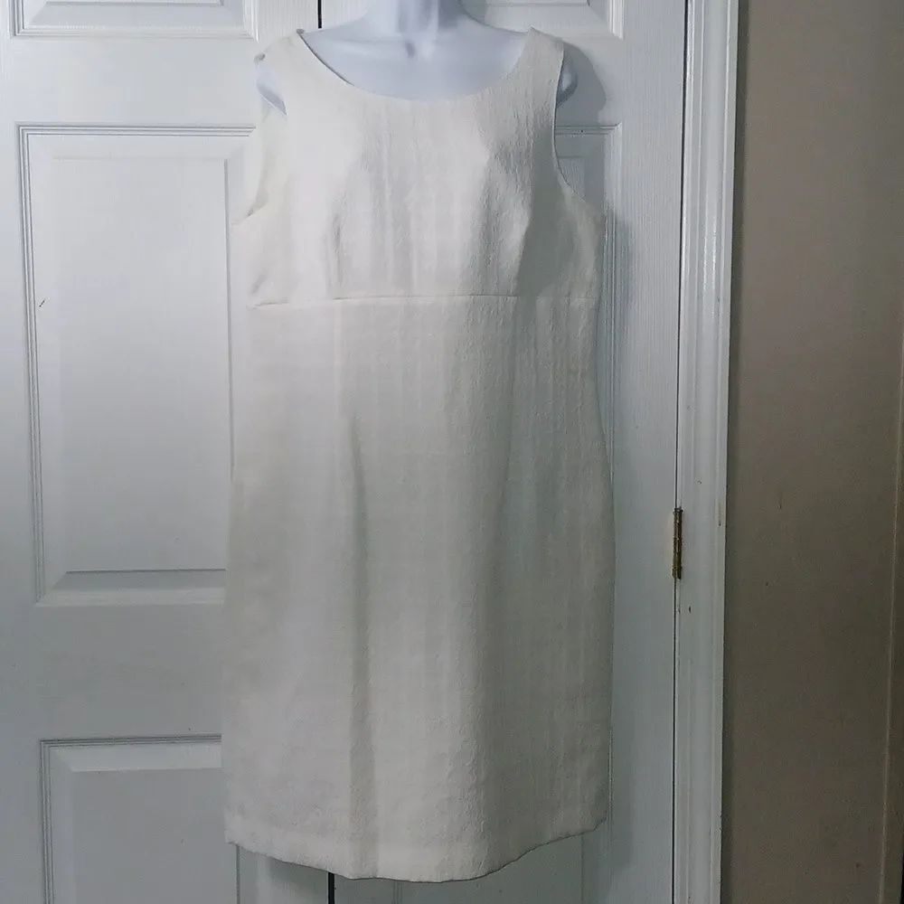 Le Suit white sleeveless sheath midi career dress Sz 16  EUC